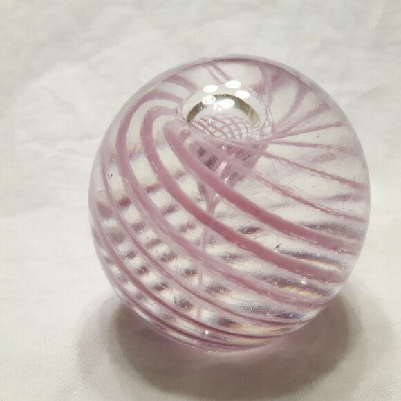 Vintage Paperweight Round Size Small Lavender Purple Swirl Bubble 2.5 in Tall - Picture 4 of 9
